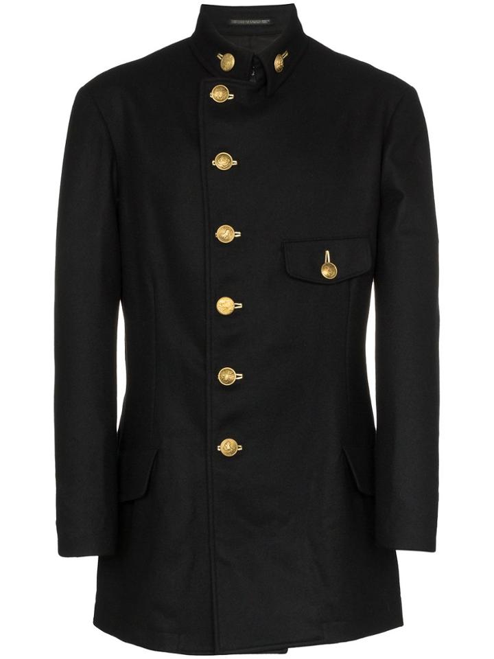 Yohji Yamamoto Stand-up Collar Coat - Black