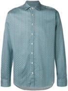 Etro - Geometric Dot Print Shirt - Men - Cotton - L, Blue, Cotton