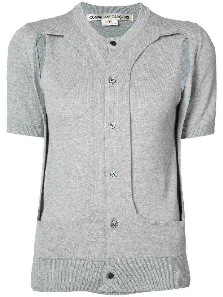 Comme Des Garçons - Layered Short Sleeve Cardigan - Women - Cotton - Xs, Grey, Cotton