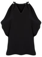 Reinaldo Lourenço V-neck Panelled Blouse, Women's, Size: 40, Black, Acetate/viscose