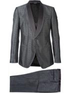 Dolce & Gabbana Patterned Three-piece Suit, Men's, Size: 50, Grey, Silk/polyester/viscose/acetate