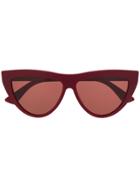 Bottega Veneta Eyewear Bv1018s Cat-eye Frame Sunglasses - Red