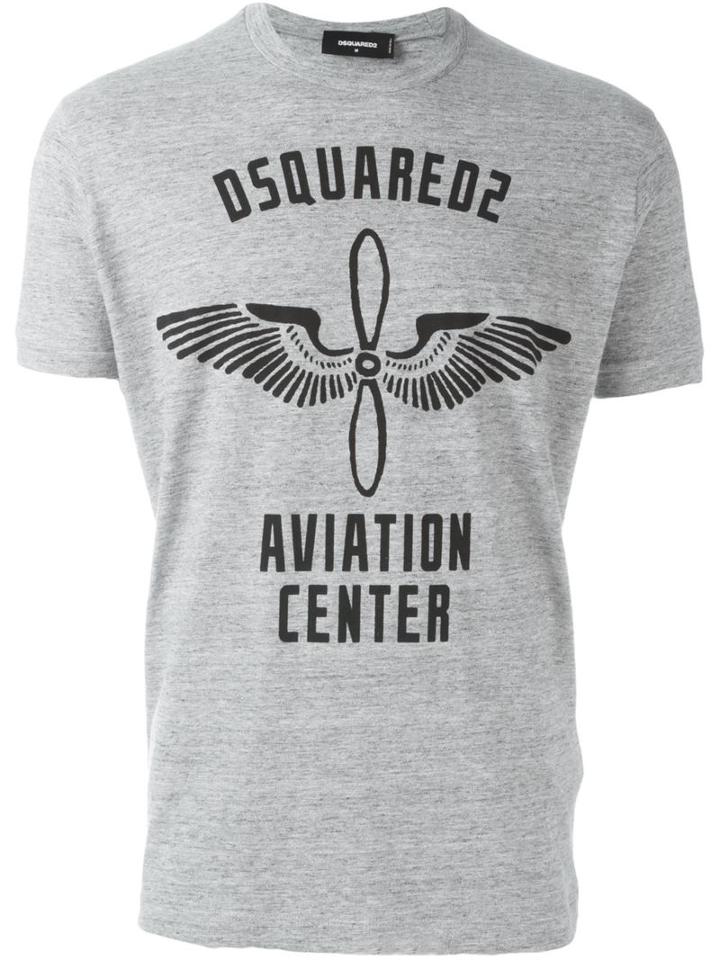 Dsquared2 Aviation Centre Print T-shirt, Men's, Size: Xs, Grey, Cotton