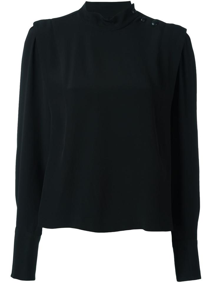 Isabel Marant Ruched Collar Blouse, Women's, Size: 38, Black, Acetate/silk