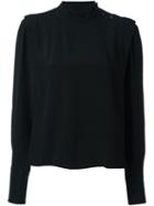 Isabel Marant Ruched Collar Blouse, Women's, Size: 38, Black, Acetate/silk