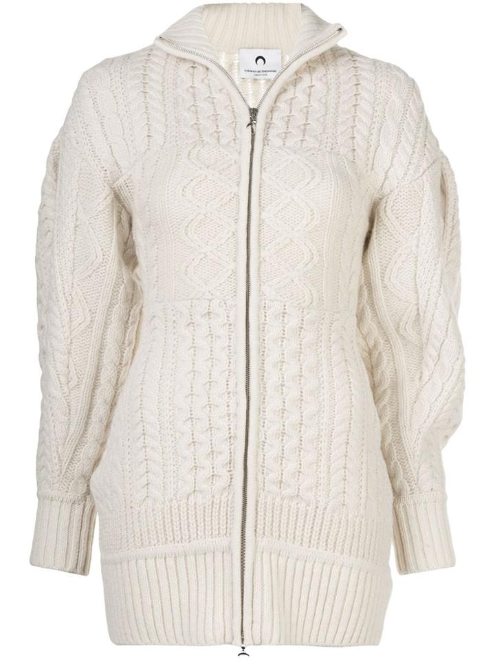 Marine Serre Cable Knit Cardigan - White