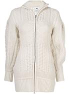 Marine Serre Cable Knit Cardigan - White