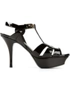 Saint Laurent Tribute Sandals, Women's, Size: 36, Black, Patent Leather