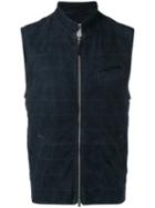 Eleventy Zipped Gilet, Men's, Size: 52, Blue, Cotton/suede/spandex/elastane