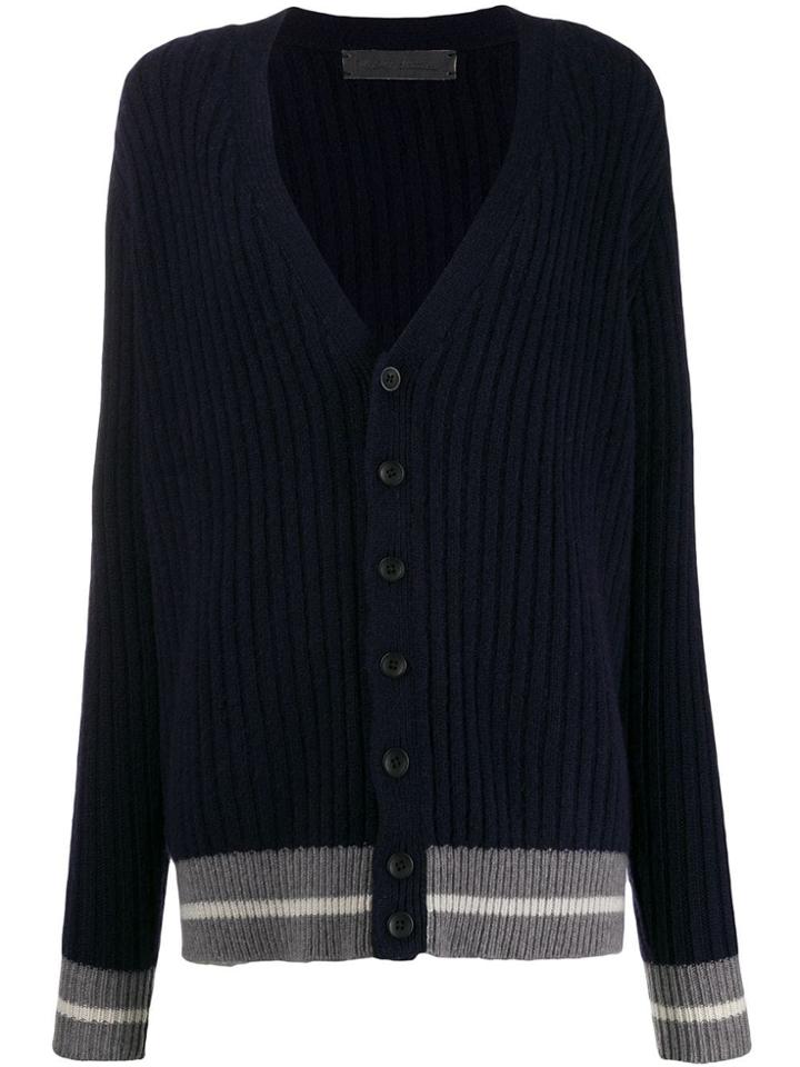 The Elder Statesman Ribbed Cashmere Cardigan - Blue