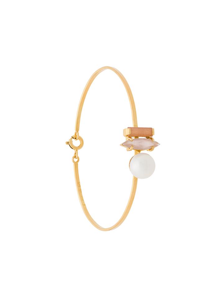 Wouters & Hendrix Technofossils Sunstone, Cat's Eye And Pearl Bracelet