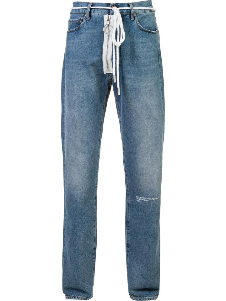 Off-white Auction House Stonewashed Jeans, Men's, Size: 35, Blue, Cotton