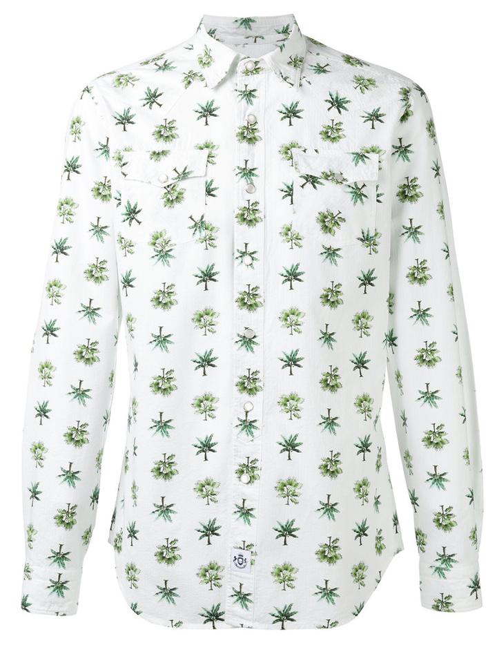 Hydrogen Tree Print Shirt, Men's, Size: Large, White, Cotton