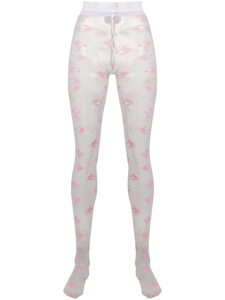 Thom Browne Crab Icon Intarsia Tights - White