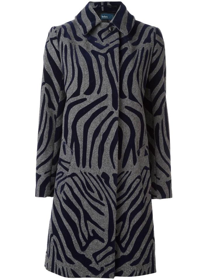 Kolor Zebra Print Coat, Women's, Size: 3, Blue, Wool/nylon/cupro
