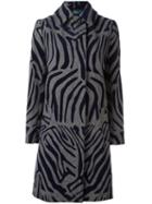 Kolor Zebra Print Coat, Women's, Size: 3, Blue, Wool/nylon/cupro