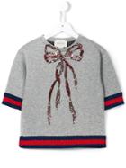 Gucci Kids Sequin Bow Sweatshirt, Girl's, Size: 8 Yrs, Grey