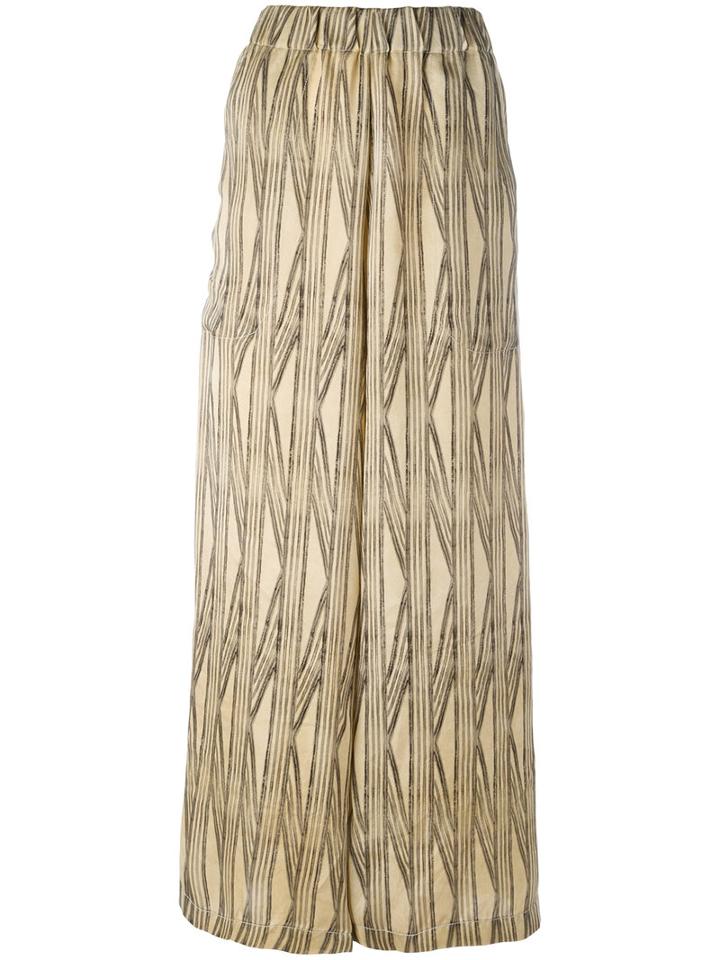 Uma Wang - Printed Palazzo Pants - Women - Cupro - Xs, Brown, Cupro