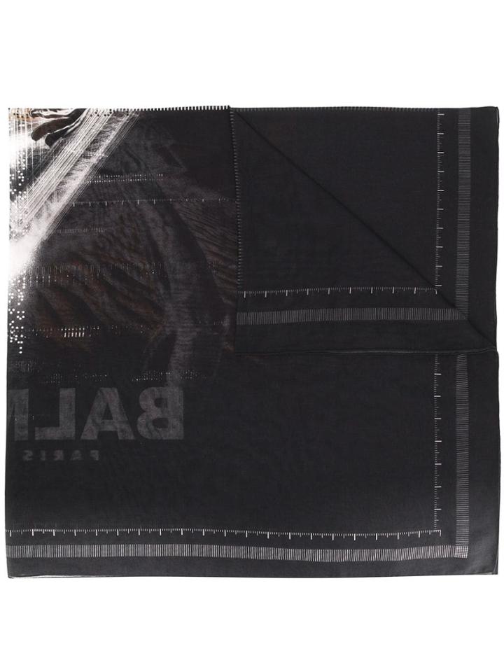 Balmain Printed Scarf - Black
