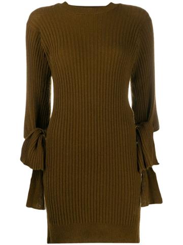 Maison Flaneur Long Ribbed Fitted Jumper - Brown