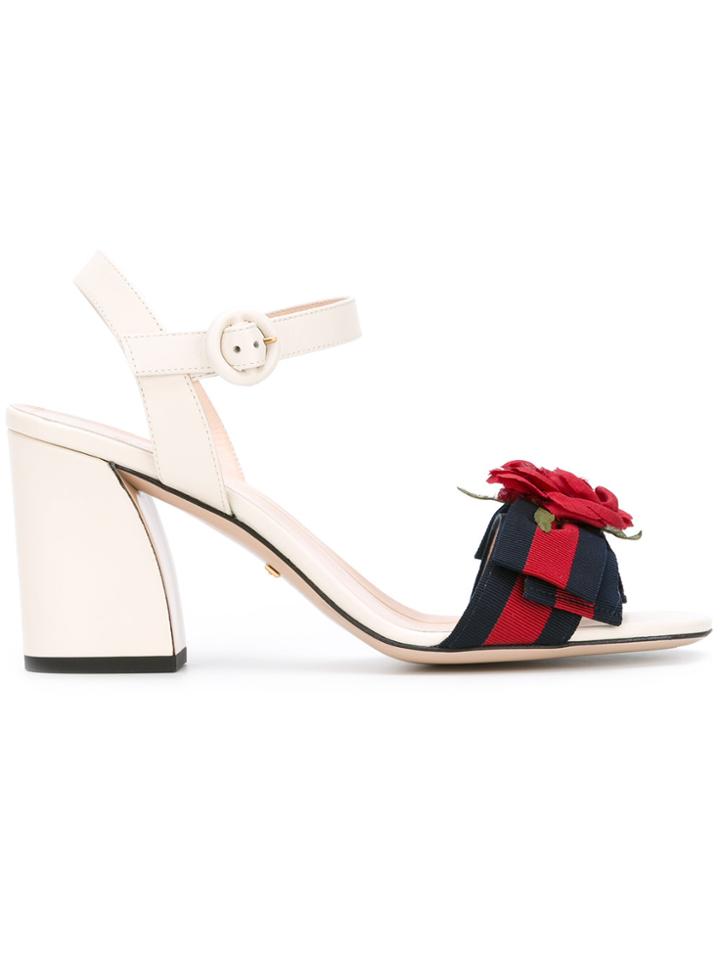 Gucci Rose Mid Heel Sandals - Nude & Neutrals