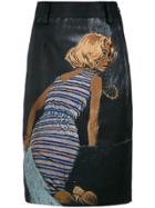 Prada Painted Midi Skirt - Black