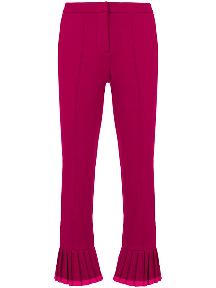 Cambio Cropped Kick Flare Tailored Trousers - Pink & Purple