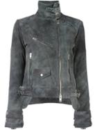 Diesel 'lelia' Biker Jacket, Women's, Size: Small, Grey, Goat Skin/polyester