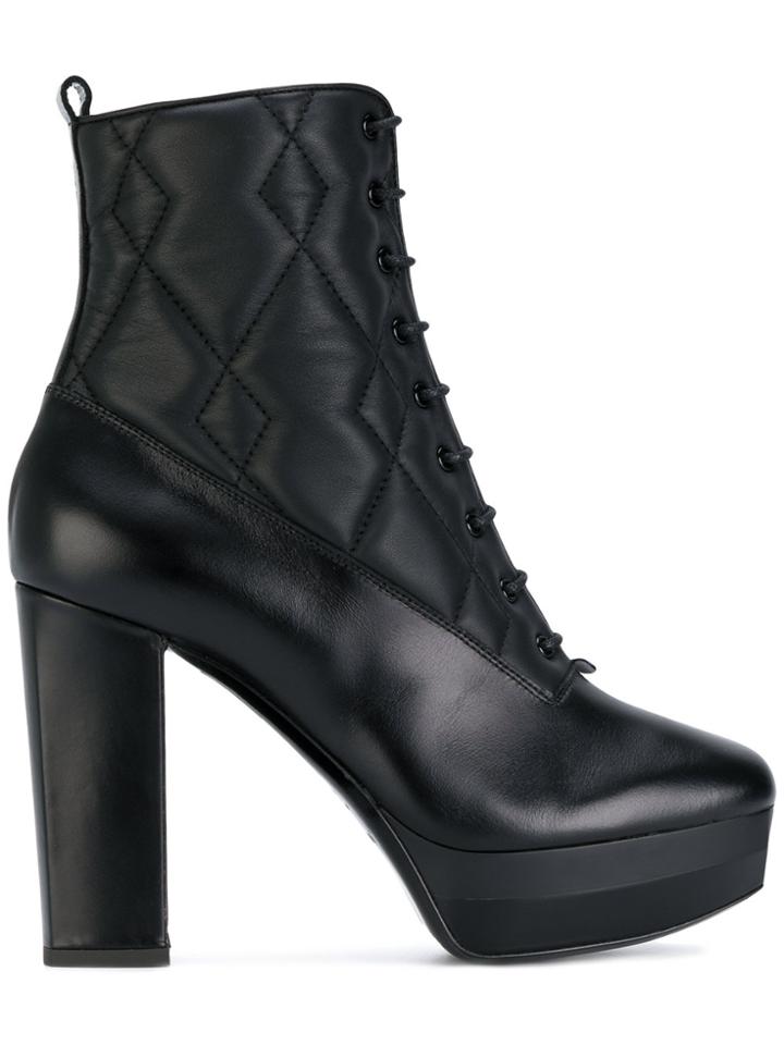 Pollini Quilted Ankle Boots - Black