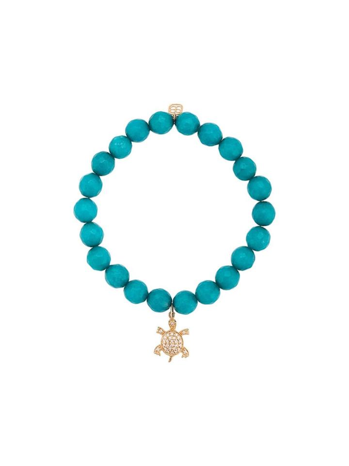 Sydney Evan 14kt Yellow Gold Diamond Turtle Charm Jade Beaded Bracelet