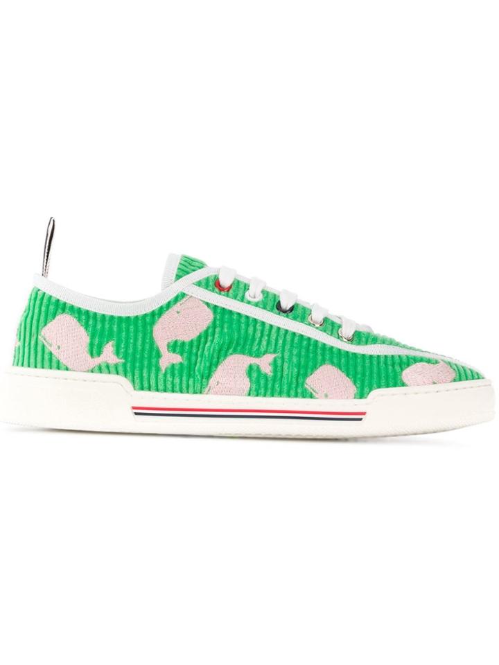 Thom Browne Whale Embroidery Corduroy Trainer - Green
