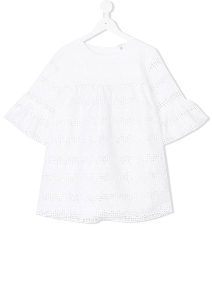 Piccola Ludo Teen Perforated Blouse - White