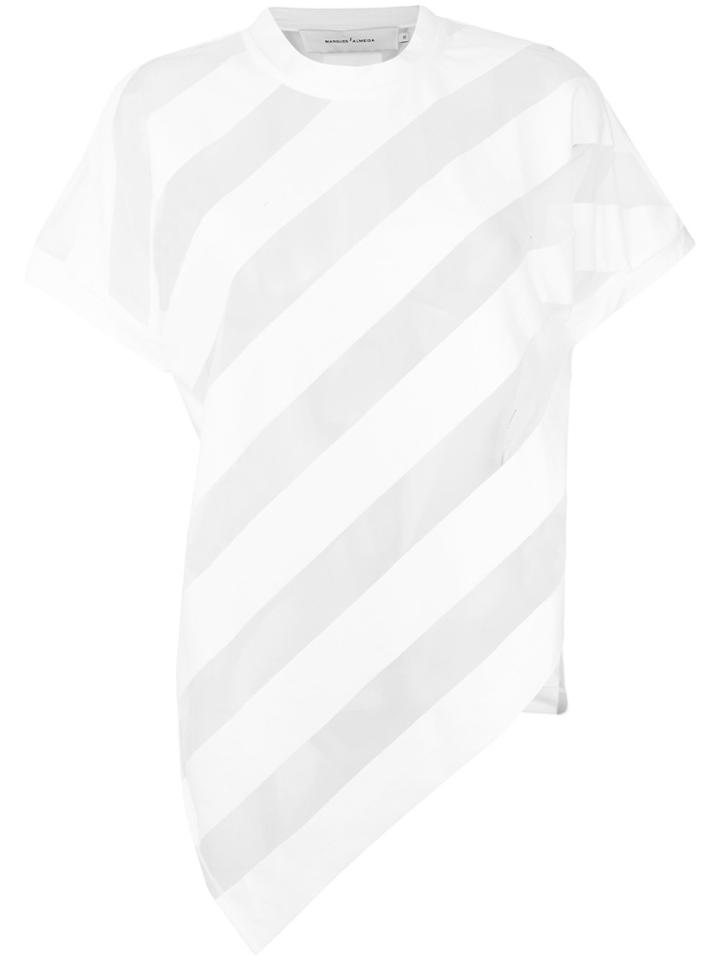 Marques'almeida Asymmetric Striped Top - White