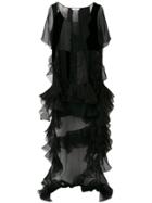 Givenchy Ruffle Train Panelled Dress - Black