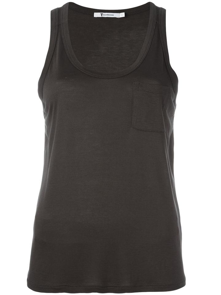 T By Alexander Wang Scoop Neck Tank Top, Women's, Size: Xs, Green, Rayon