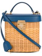 Mark Cross - Benchley Rattan Tote - Women - Leather/rattan Fibres - One Size, Blue, Leather/rattan Fibres