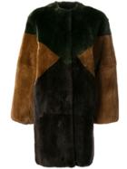 P.a.r.o.s.h. Contrasting Panels Fur Coat - Brown