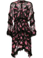 Pinko Floral Print Ruffled Dress - Black