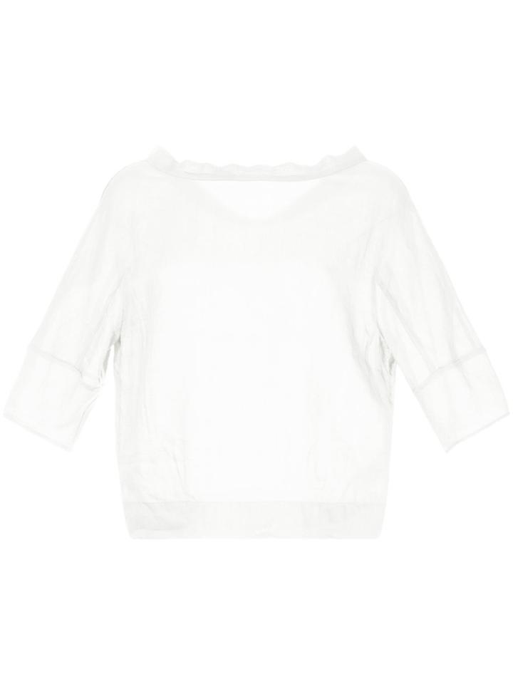 Tomorrowland V-neck Reverse Blouse - White