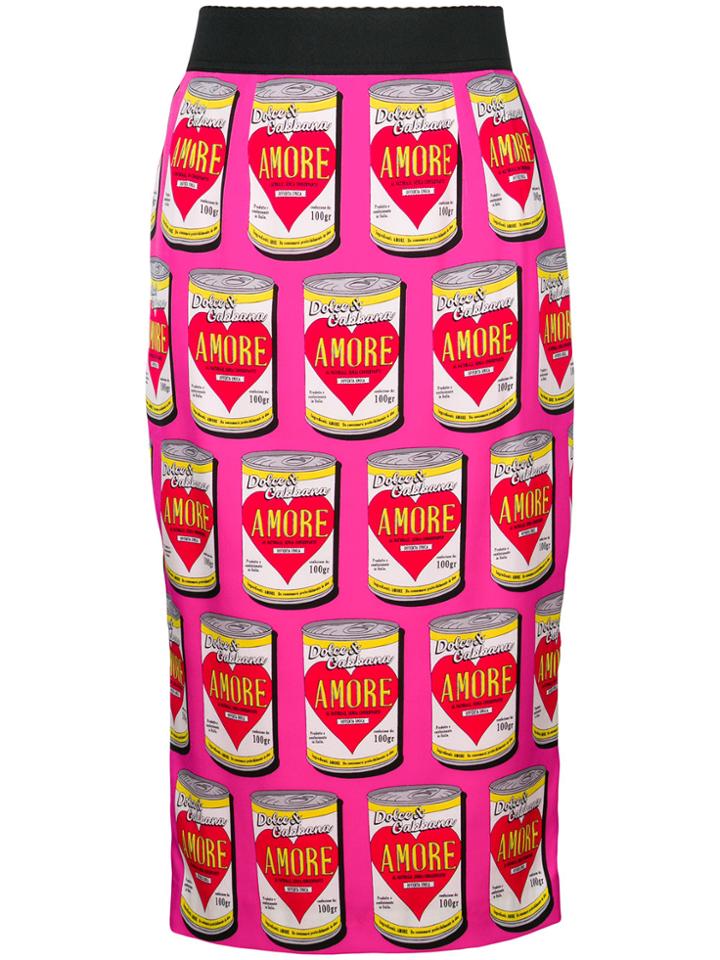 Dolce & Gabbana Can And Hearts Printed Skirt - Pink & Purple