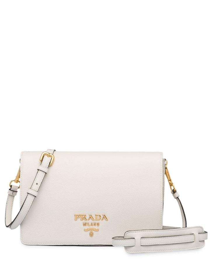 Prada Foldover Top Shoulder Bag - White