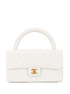 Chanel Pre-owned Diamond Quilted Cc Turn-lock Tote - White