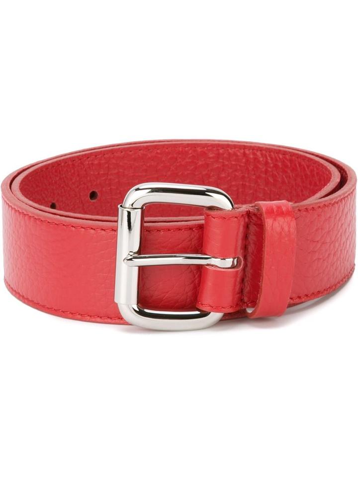 Orciani Square Buckle Belt, Women's, Size: 75, Red, Leather