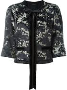 Marc Jacobs Cherry Blossom Cropped Jacket, Women's, Size: 8, Black, Nylon/viscose/bemberg
