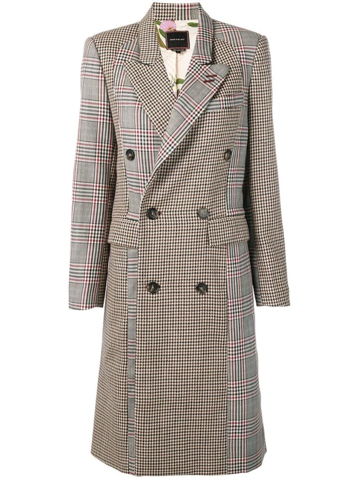 Snow Xue Gao Contrasting Panels Midi Coat - Black