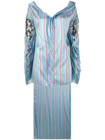 Esteban Cortazar Striped Asymmetric Shirt, Women's, Size: 34, Blue, Silk/polyester/acrylic/cotton