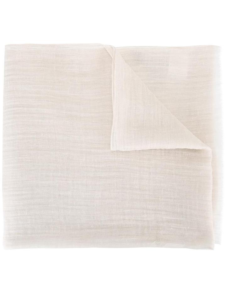Eleventy Frayed Hem Scarf, Men's, Nude/neutrals, Linen/flax