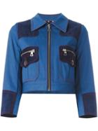 Marc Jacobs Zip Front Denim Jacket, Women's, Size: 0, Blue, Cotton/polyurethane/silk/calf Suede