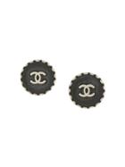 Chanel Vintage Round Cc Earrings - Black