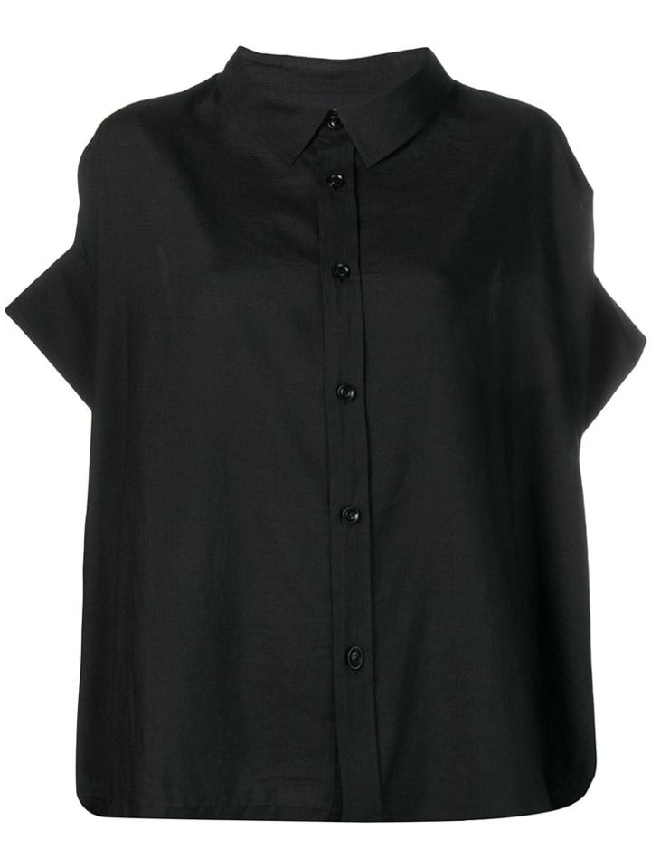 Y's Short Sleeved Drape Shirt - Black